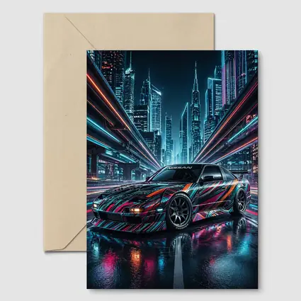 Nissan 240SX Custom Wrap Neon City Night