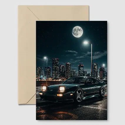 Nissan 240SX Night City Moonlit Scene