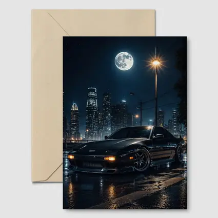 Nissan 240SX Night City Moon Scene