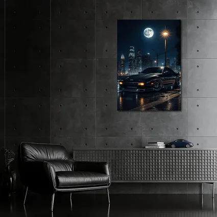 Nissan 240SX Night City Moon Scene