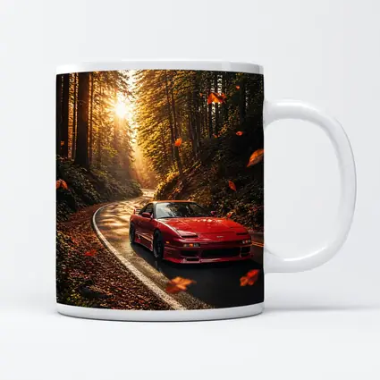 Nissan 240SX Red Car Forest Road