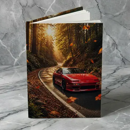 Nissan 240SX Red Car Forest Road