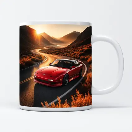 Nissan 240SX Red Car Mountain Sunset Road