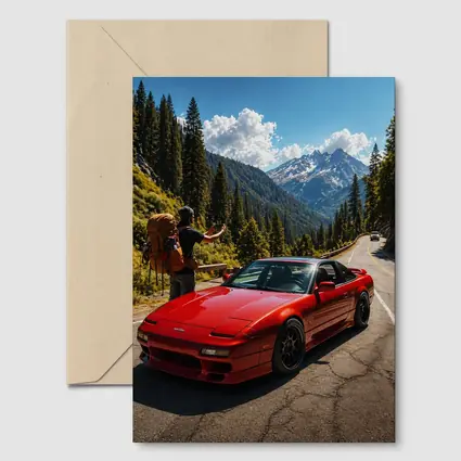 Nissan 240SX Red Sports Car Mountain Road