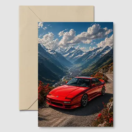 Nissan 240SX Red Car Mountain Road