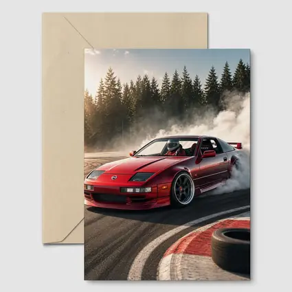 Nissan 300ZX Drifting Red Track Smoke