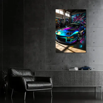 Nissan 300ZX Iridescent Wrap Garage Graffiti