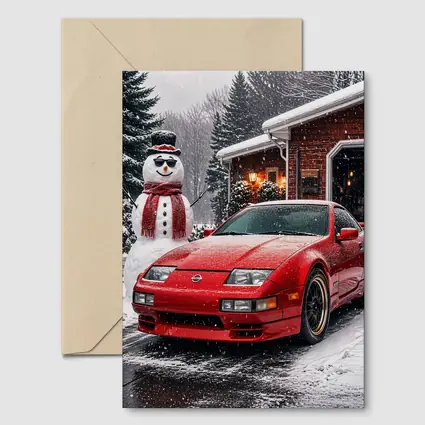 Nissan 300ZX Red Sports Car Winter Snow