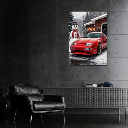 Nissan 300ZX Red Sports Car Winter Snow