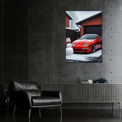 Nissan 300ZX Red Sports Car Winter Snow