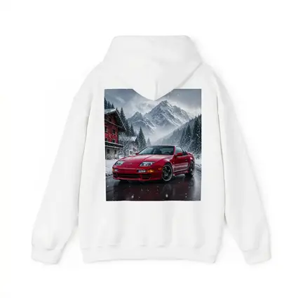 Nissan 300ZX Red Car Snowy Mountain Village