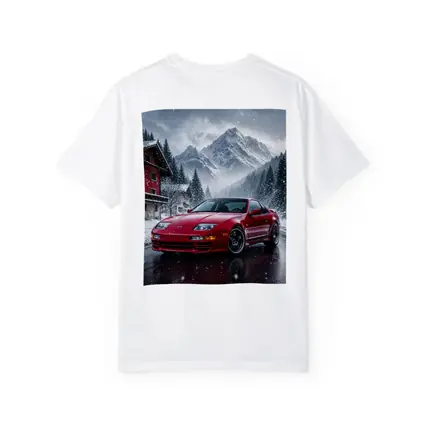 Nissan 300ZX Red Car Snowy Mountain Village