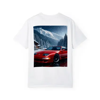 Nissan 300ZX Red Sports Car Snowy Mountains