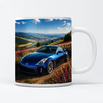 Nissan 350Z Blue Sports Car Hillside View