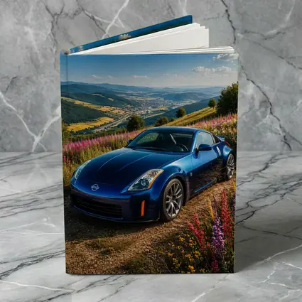 Nissan 350Z Blue Sports Car Hillside View