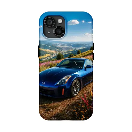 Nissan 350Z Blue Sports Car Hillside View