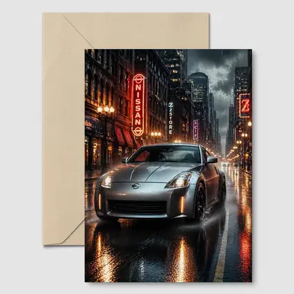 Nissan 350Z Rainy Neon City Night