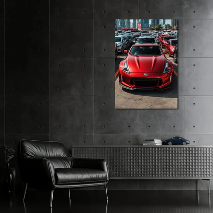 Nissan 370Z Red Sports Car City Parking