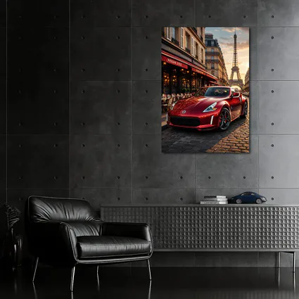 Nissan 370Z Red Sports Car Paris Streets