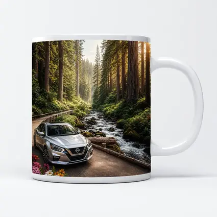 Nissan Altima Silver Car Forest Stream