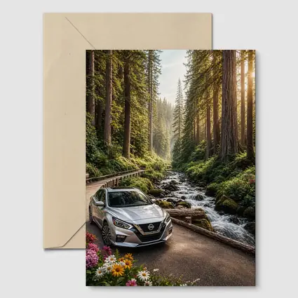 Nissan Altima Silver Car Forest Stream