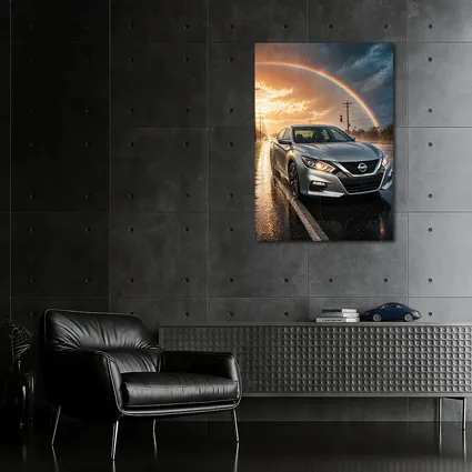 Nissan Altima Wet Road Rainbow Storm