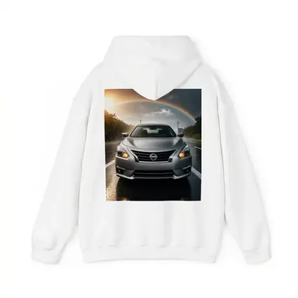 Nissan Altima Silver Sedan Rainy Road Rainbow