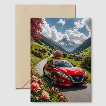 Nissan Altima Red Sedan Alpine Valley Road