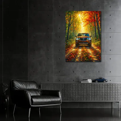 Nissan Armada SUV Autumn Forest Drive