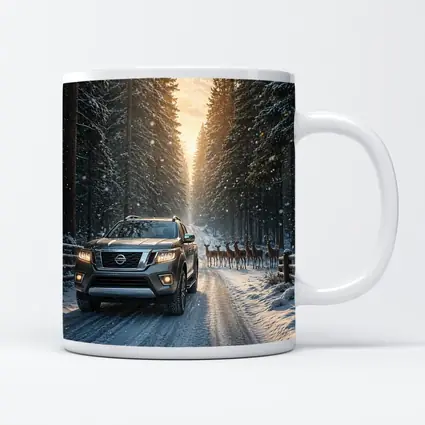 Nissan Frontier SUV Snowy Forest Deer
