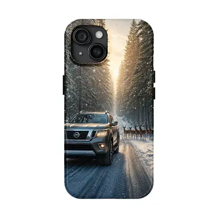 Nissan Frontier SUV Snowy Forest Deer