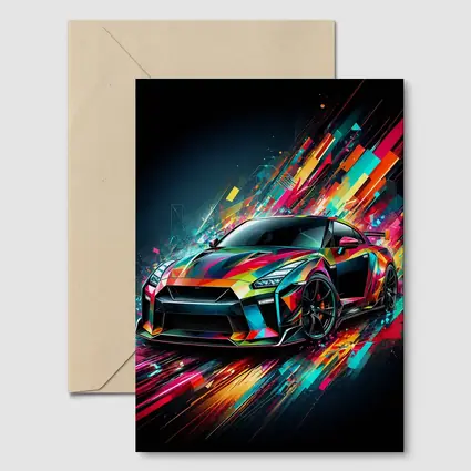 Nissan GT-R Abstract Colorful Digital Art