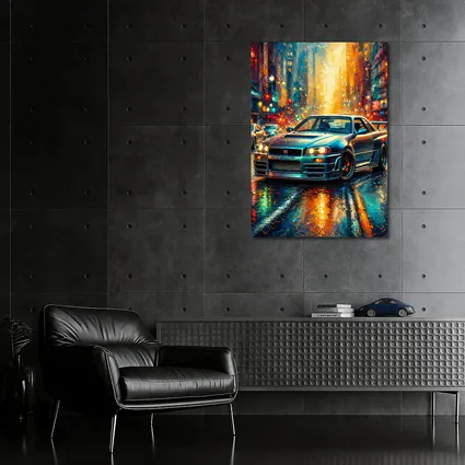 Nissan Skyline GT-R Rainy City Impressionism Art