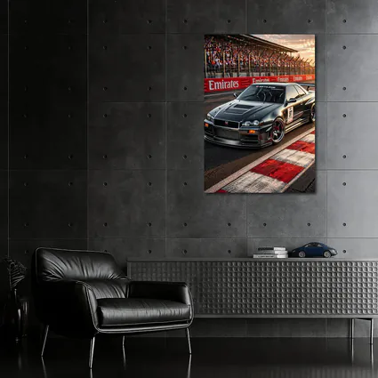 Nissan Skyline GT-R Black Race Track Sunset