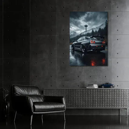 Nissan Skyline GT-R Rainy Dark Mountain Road