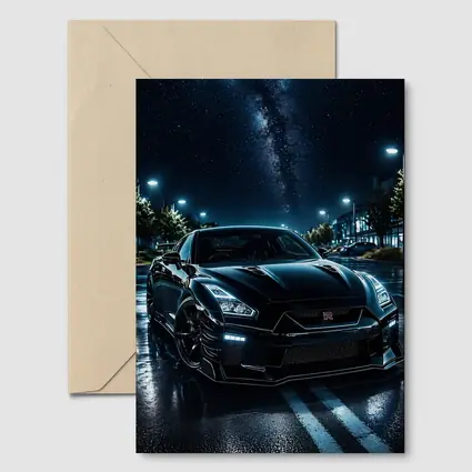 Nissan GT-R Black Night Wet Street