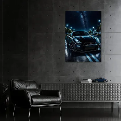 Nissan GT-R Black Night Wet Street