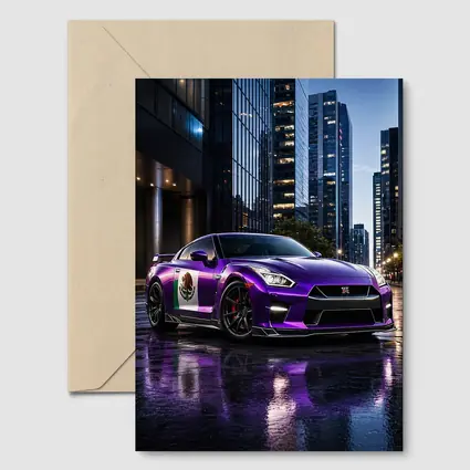 Nissan GT-R Purple Mexican Flag City Night