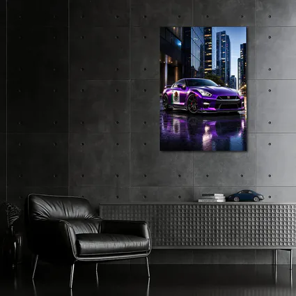 Nissan GT-R Purple Mexican Flag City Night