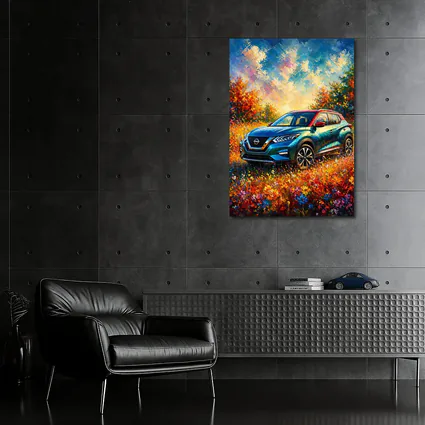 Nissan Kicks Oil Painting Colorful Flower Field