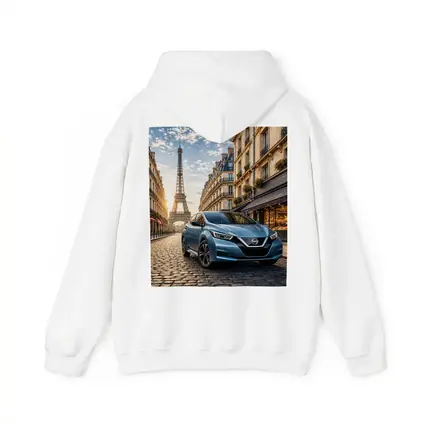 Nissan Leaf Blue Hatchback Paris Streets