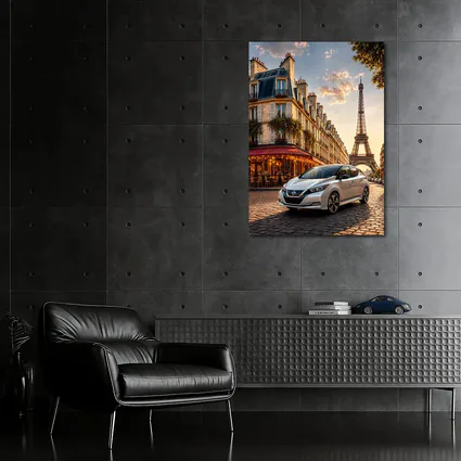 Nissan Leaf Parked Near Eiffel Tower Paris