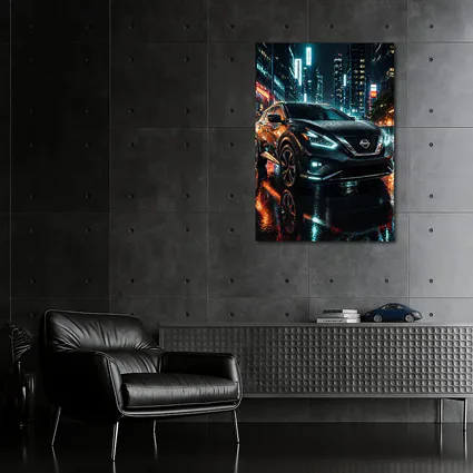 Nissan Murano Black Rainy City Night