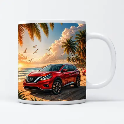 Nissan Murano Red SUV Beach Sunset