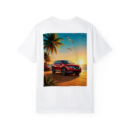Nissan Murano Red SUV Tropical Beach Sunset