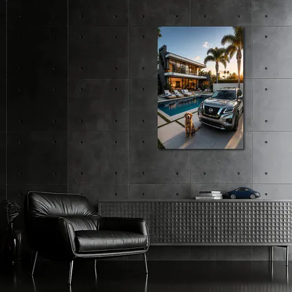 Nissan Pathfinder SUV Luxury Home Golden Retriever