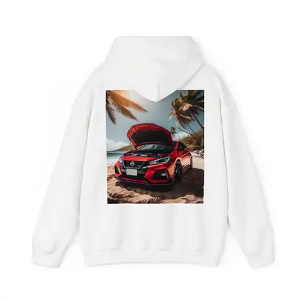 Nissan Sentra Red Sports Car Beach Setting