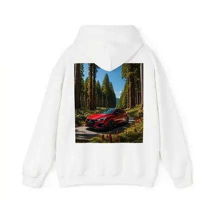 Nissan Pulsar Red Hatchback Forest Road