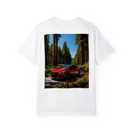 Nissan Pulsar Red Hatchback Forest Road