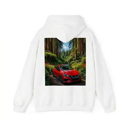 Nissan Versa Red Car Forest Setting